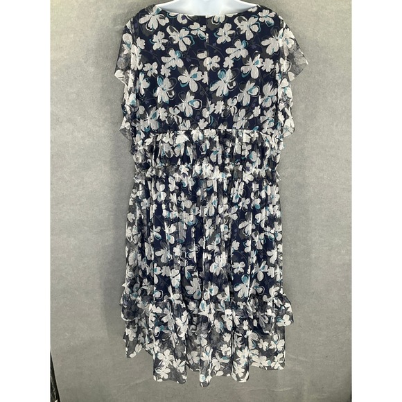 Lane Bryant Floral Ruffle Dress Sz 22 / 24 Flowy Babydoll Sheer Overlay‎ Party - Picture 2 of 13